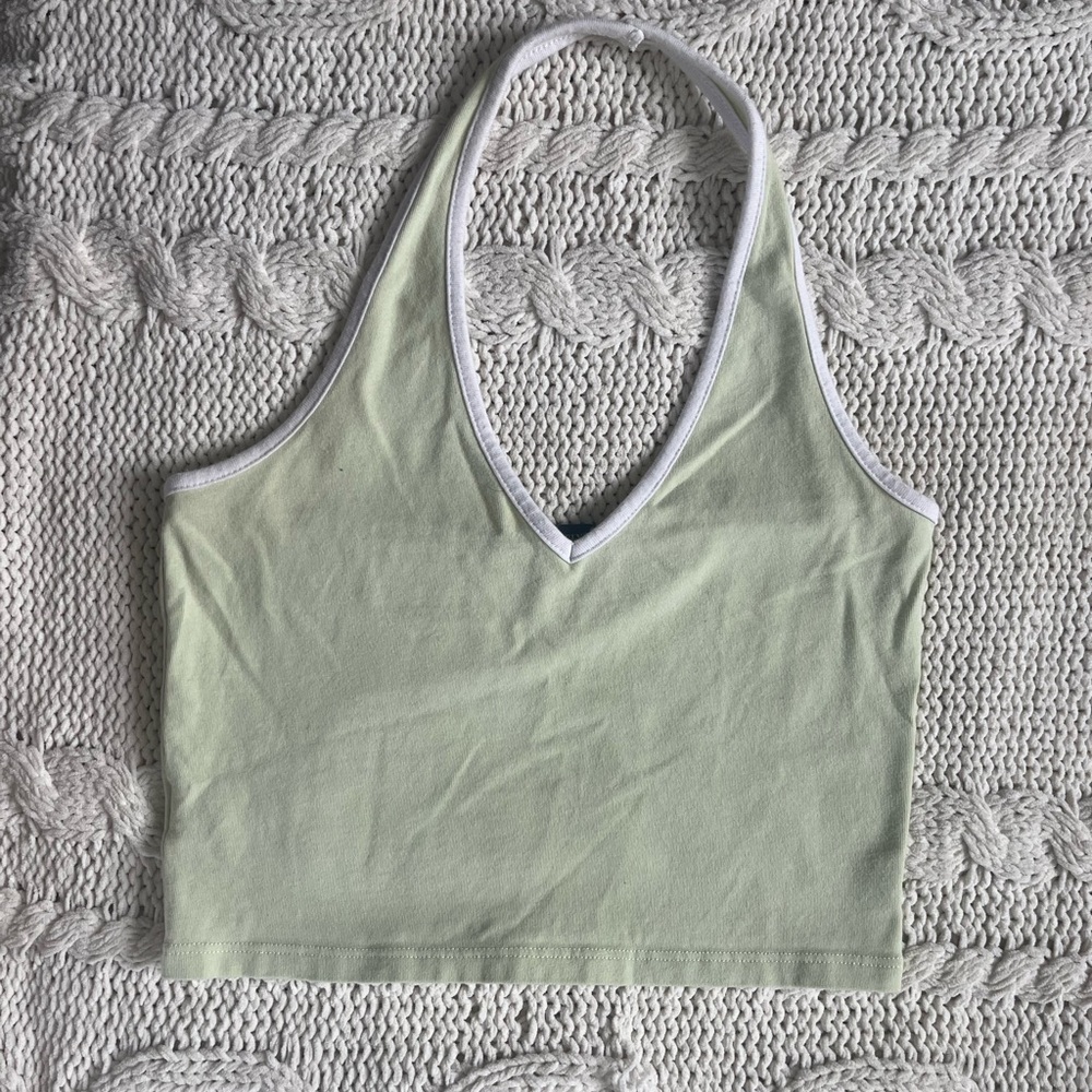 Brandy Melville Light Green Halter Crop Top